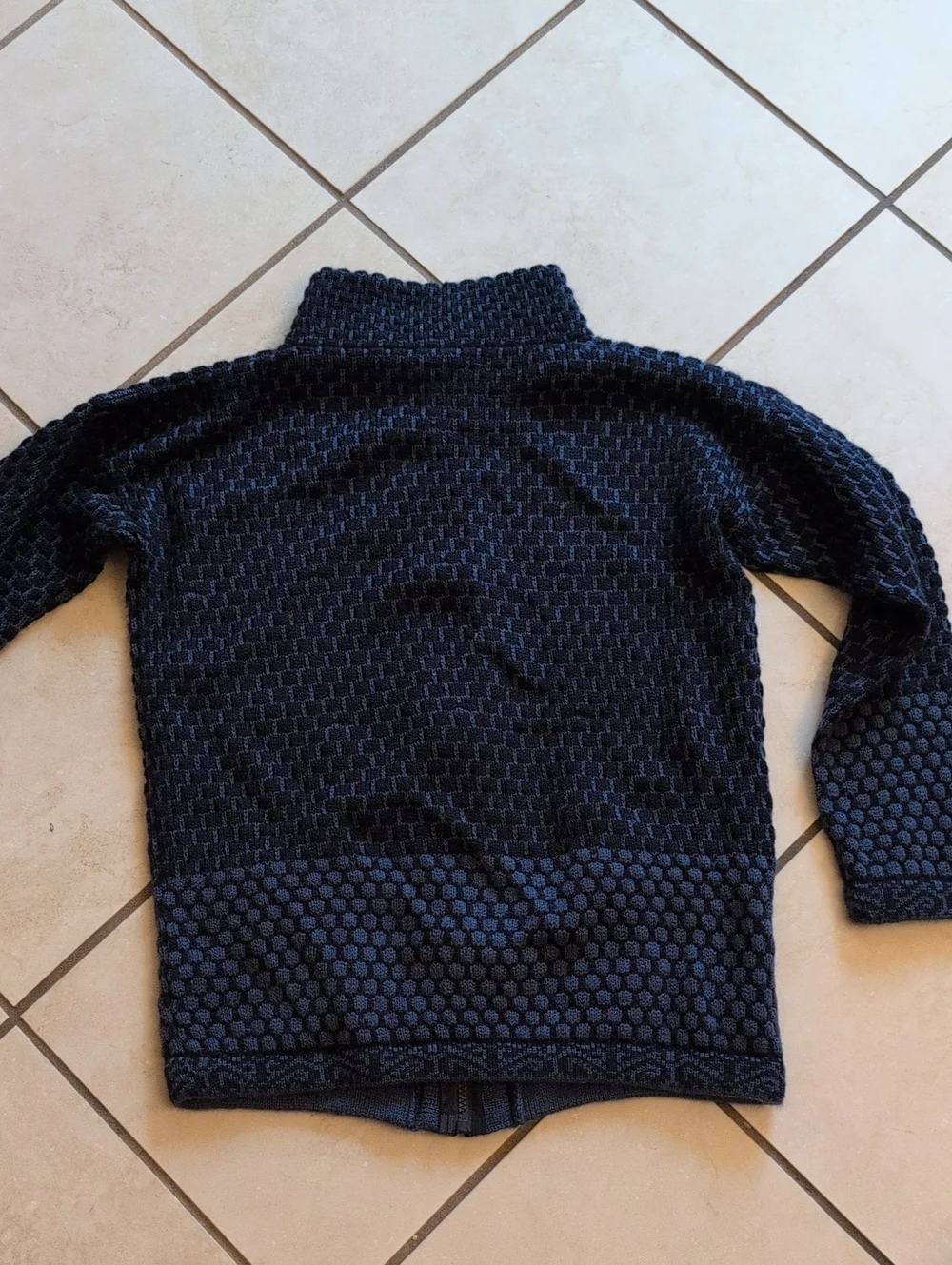 Alpaca Made In Peru Sweater Full Zip Cardigan Blue Patterned Size XS
